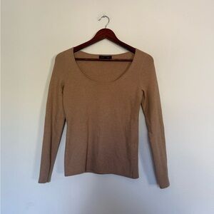 Banana Republic Scoop neckTan Long Sleeve Sweater